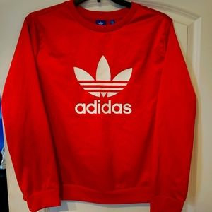 LOOK!! ADIDAS Trefoil Red Satin Sweatshirt - XL